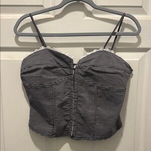 Black and White Fitted Bustier Camisole Crop Top